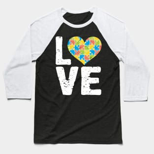 Cute Autism Awareness Love Colorful Puzzle Heart Baseball T-Shirt